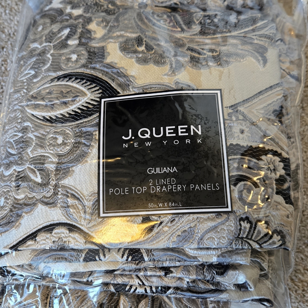 J. Queen New York Drapery Panels - Black and Gray